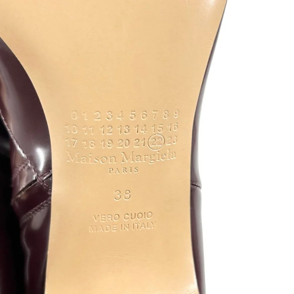 NWOB Maison Margiela Four Stitch Burgundy Patent Leather Boots